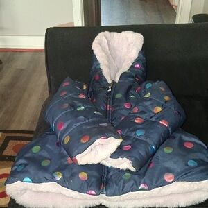 Old Navy Kids Puffer Jacket - Navy with Multicolor Dots